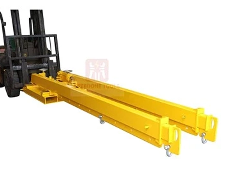 Forklift boom and lifting attachment for stone handling