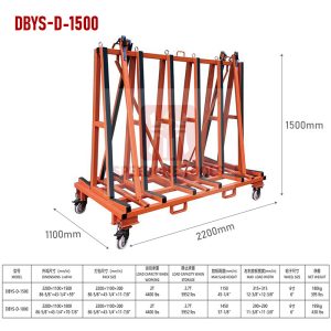 Nieuwe metalen kar met A-frame, dubbelzijdig voor glas en graniet, voor materiaaltransport en materiaaltransport