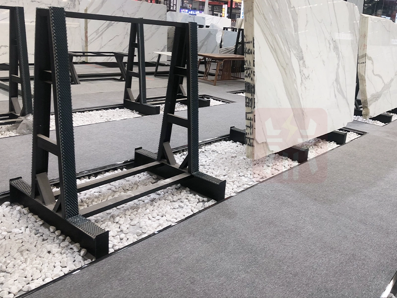 A-frame storage rack for stone slabs