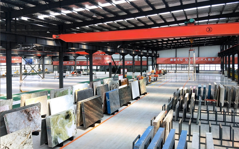 Illustrative slab storage workflow in a stone facility