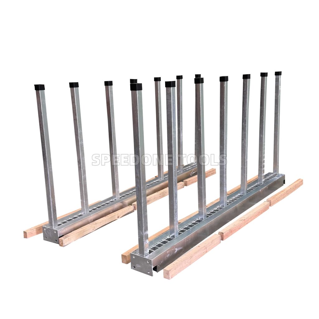 Slab rack with timber rails Fumigation-free stone storage Local wood compatible slab organizer Galvanized rack with protective grooves Cost-effective slab display system DIY timber replacement storage rack